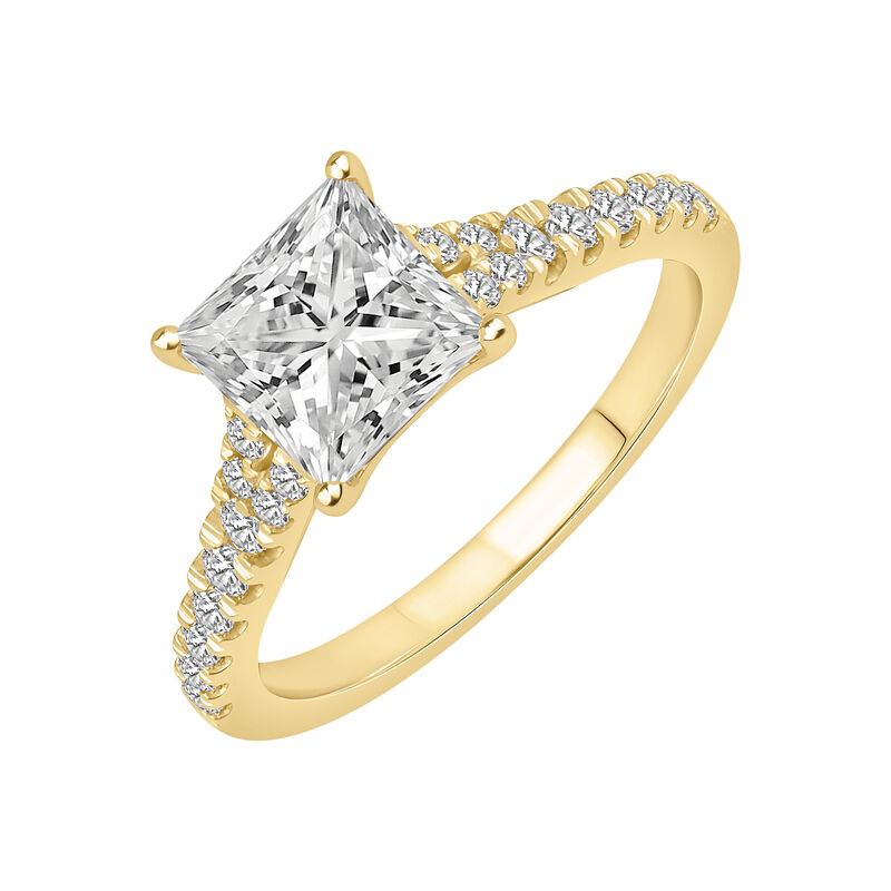 Princess-Cut Lab Grown 2 1/3ctw. Diamond Split Shank Engagement Ring in 14k Yellow Gold image number null