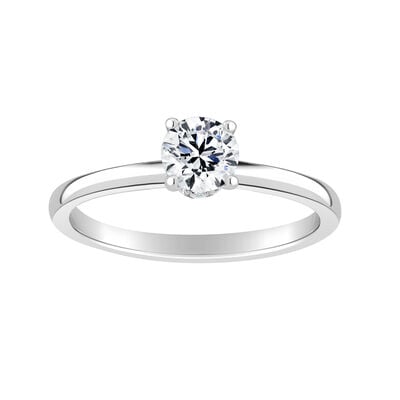 Brilliant-Cut Lab Grown 1/2ctw. Diamond Ribbon Halo Solitaire Engagement Ring in 14k White Gold