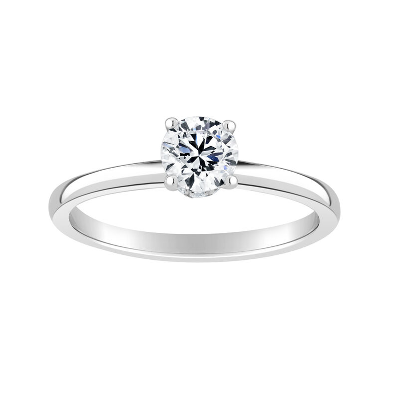 Brilliant-Cut Lab Grown 1/2ctw. Diamond Ribbon Halo Solitaire Engagement Ring in 14k White Gold image number null