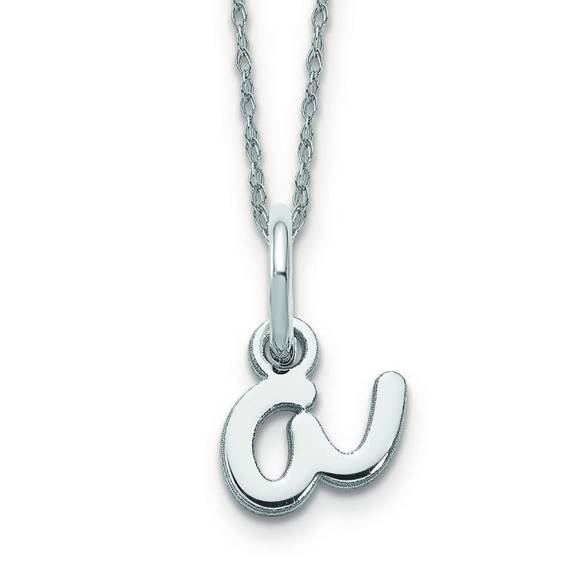 Script A Initial Necklace in 14k White Gold image number null