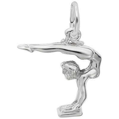 Vaulting Gymnast Charm in 14k White Gold