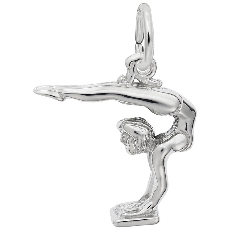 Vaulting Gymnast Charm in 14k White Gold image number null