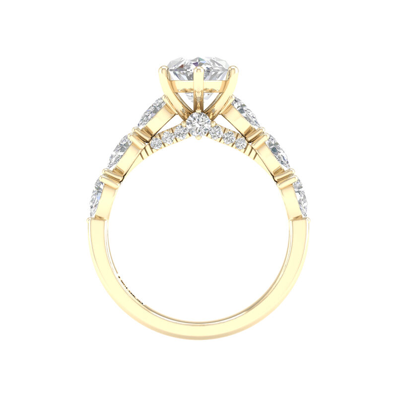 Marquise Lab Grown Diamond 2 3/4ctw. Horizontal Engagement Ring with Pear and Round Diamonds in 14k Yellow Gold image number null