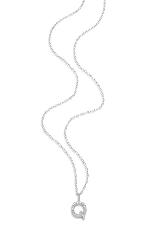 Lab Grown Diamond Letter Q Initial Pendant Necklace in Sterling Silver image number null