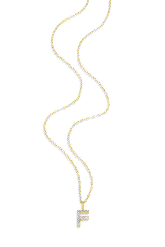 Lab Grown Diamond Letter F Initial Pendant Necklace in 14k Yellow Gold Plated Sterling Silver image number null