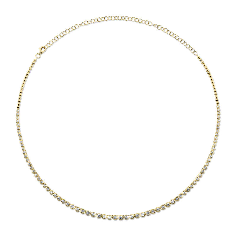 Shy Creation Diamond 2ctw. Bezel Tennis Necklace in 14k Yellow Gold image number null