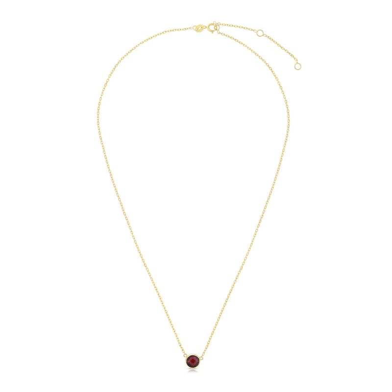 Garnet Round Necklace 17" in 14k Yellow Gold image number null