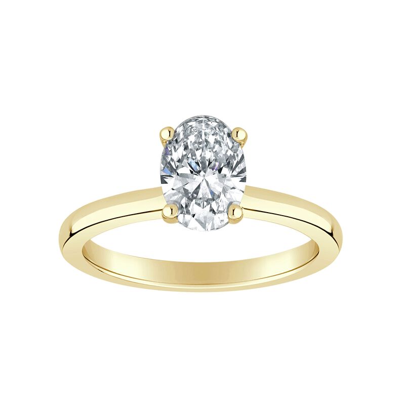 Oval-Cut Lab Grown 1ctw. EF VS Diamond Ribbon Halo Solitaire Engagement Ring in 14k Yellow Gold image number null
