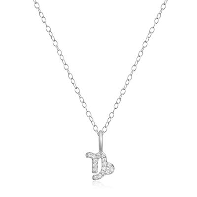 Lab Grown Diamond Capricorn Constellation Pendant Necklace in Sterling Silver