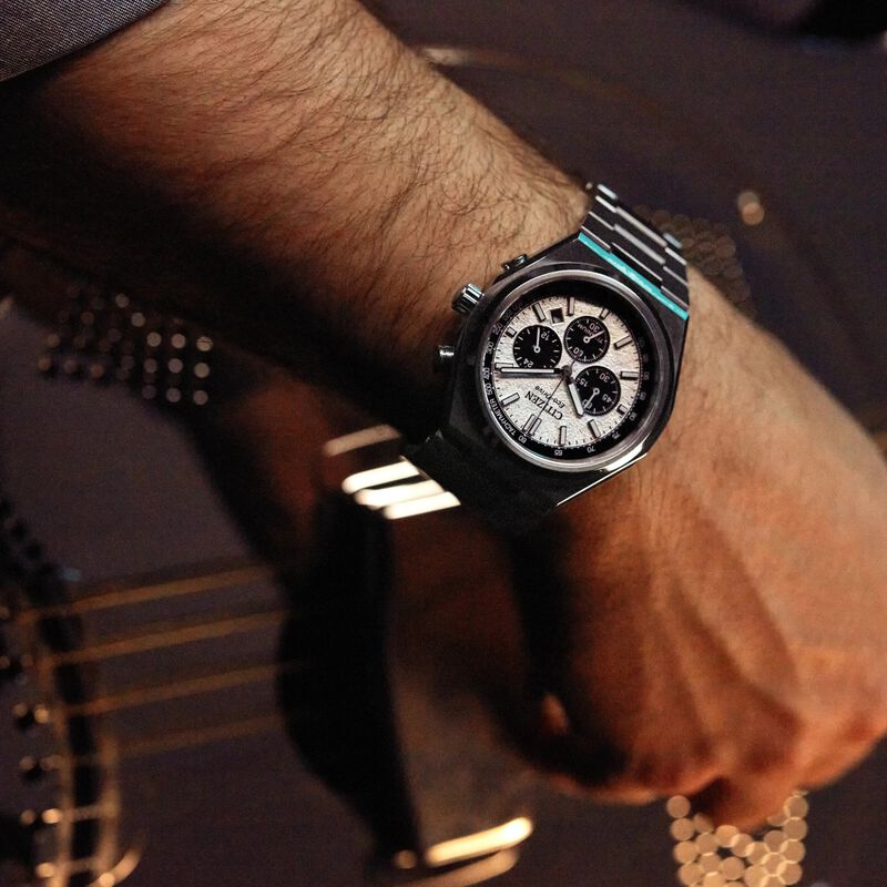 Citizen Men's Zenshin Chrono TITAN Textured White Silver Dial Bracelet 43mm CA4610-85A image number null