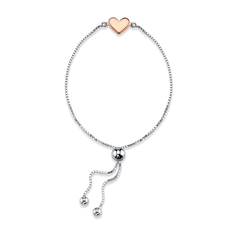 Heart Charm Bolo Bracelet in Sterling Silver image number null