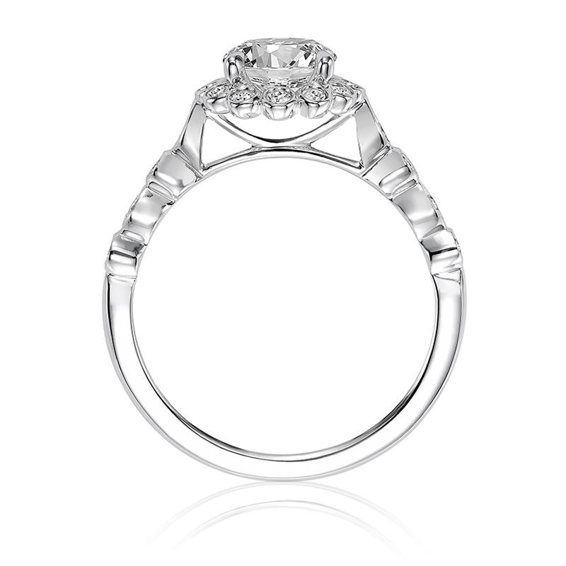 Pia. ArtCarved Vintage Inspired Diamond Semi-Mount 14k White Gold image number null