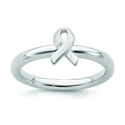 Cancer Awarness Ribbon Disc Ring in Sterling Silver
