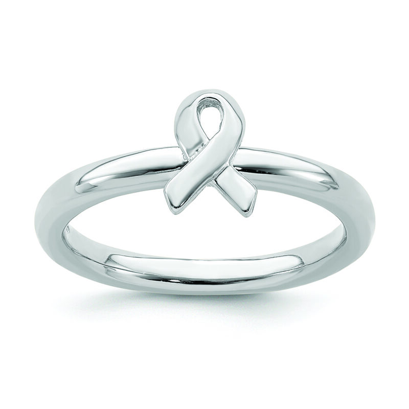 Cancer Awarness Ribbon Disc Ring in Sterling Silver image number null