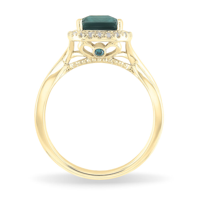 JK Crown London Blue Topaz, Blue & White Diamond Ring in 10k Yellow Gold image number null