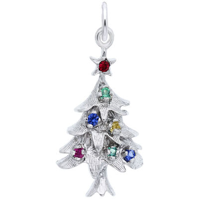 Christmas Tree Charm in 14K White Gold