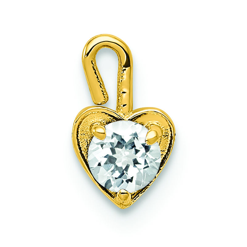 April Synthetic Birthstone Heart Charm in 14k Yellow Gold image number null