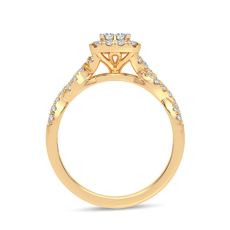 Calla. Princess-Cut Quad Diamond Twist Engagement Ring in 14k Yellow Gold image number null