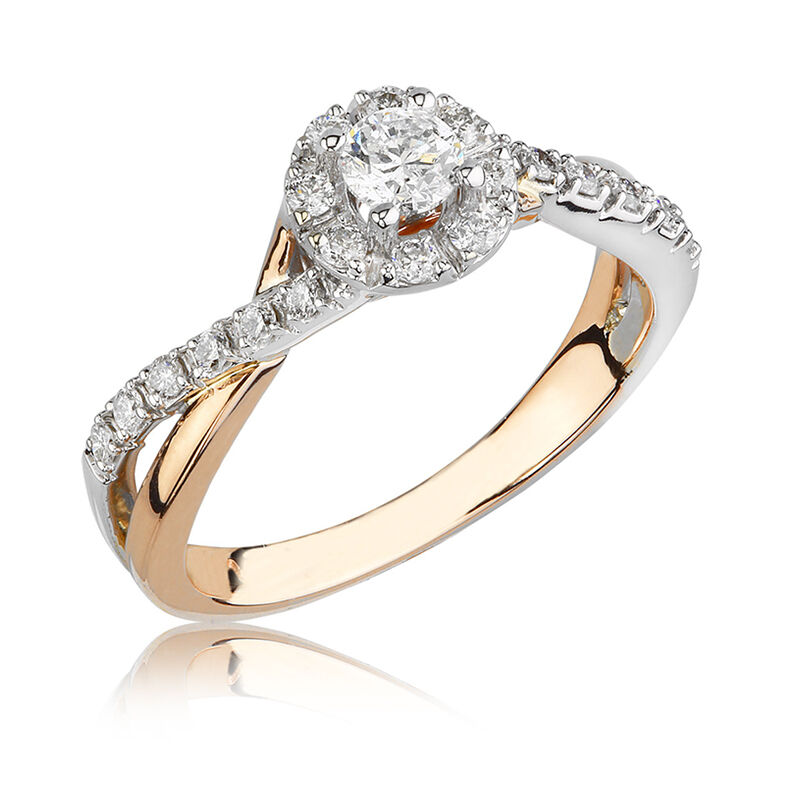 Nora. Diamond ½ct. Halo Engagement Ring in 14k White & Rose Gold image number null