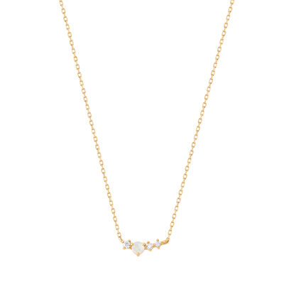 Opal & Diamond Necklace in 14k Yellow Gold