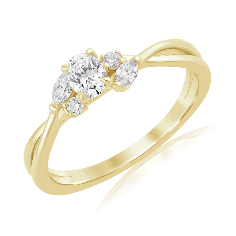 Lab Grown Diamond Twist Promise Ring in 10k Yellow Gold image number null