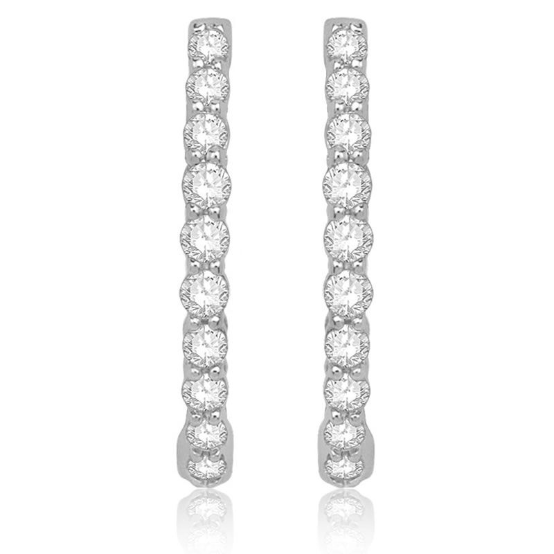 Brilliant-Cut Diamond Hoop Earrings ¼ctw. in White Gold image number null