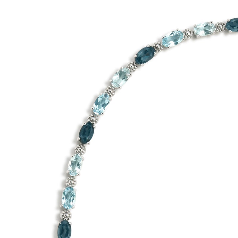 Oval Blue Topaz & Aquamarine Bracelet in Sterling Silver image number null