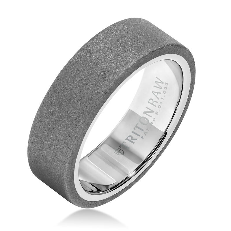TritonRAW Tungsten Flat Matte Men's Band with High Polished White Tungsten Interior image number null