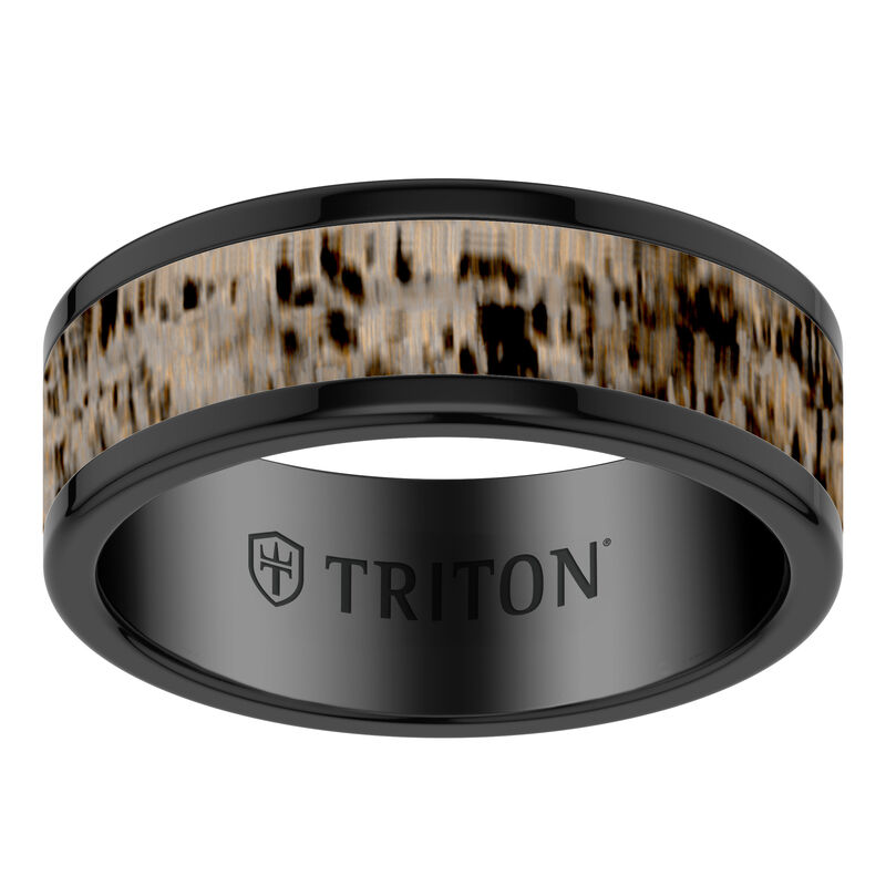 Black Tungsten Band with Antler Inlay (8mm) image number null