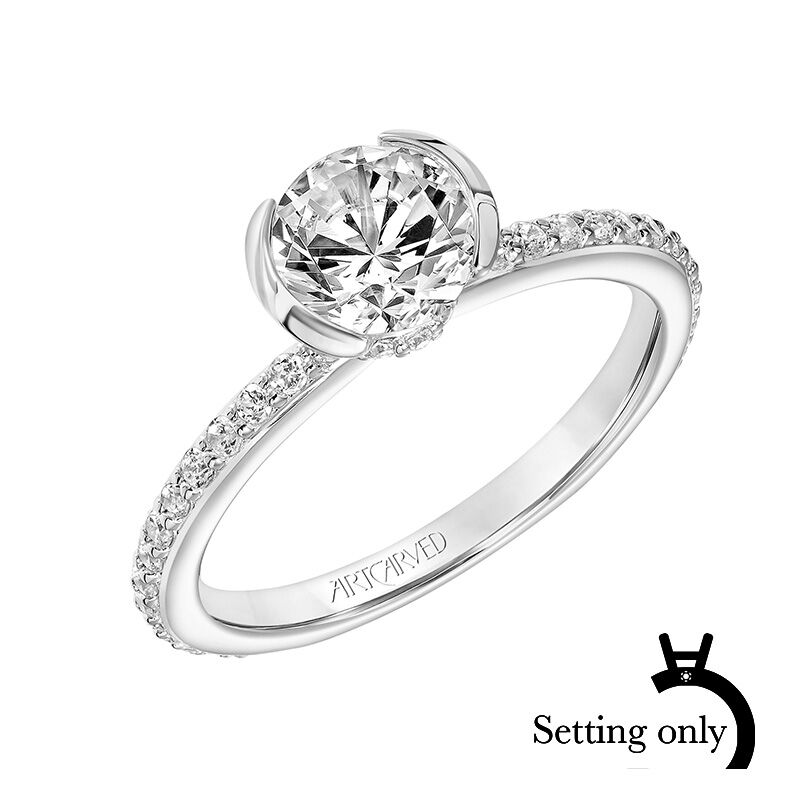 Gray. ArtCarved® Diamond Semi-Mount in 14k White Gold image number null