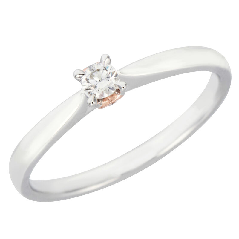 Round Lab Grown Diamond 1/10ctw. Heart Peekaboo Promise Ring in 10k White & Rose Gold image number null