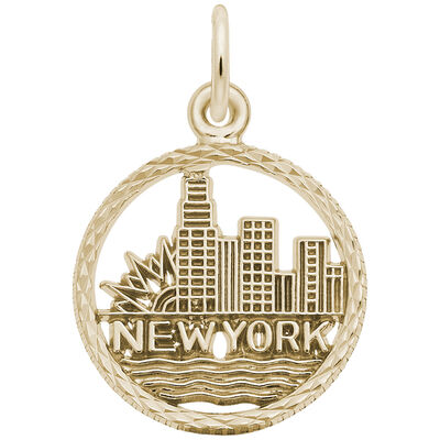 New York Skyline Charm in 14k Yellow Gold