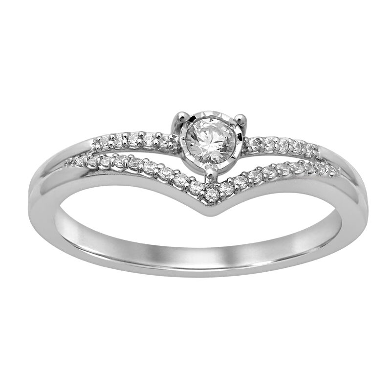 Split V Diamond Fashion Ring 1/5ctw in 10k White Gold  image number null