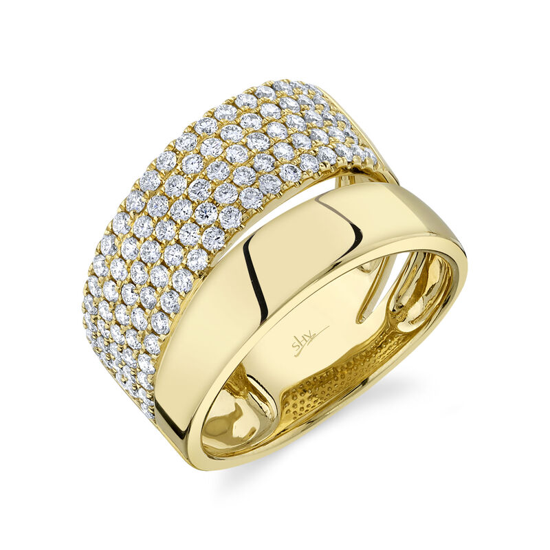 Shy Creation 1.03ctw. Diamond Crossover Ring in 14k Yellow Gold SC55023031 image number null