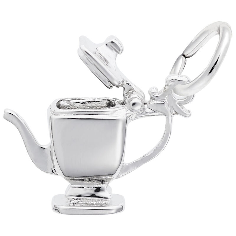 Teapot Charm in 14k White Gold image number null