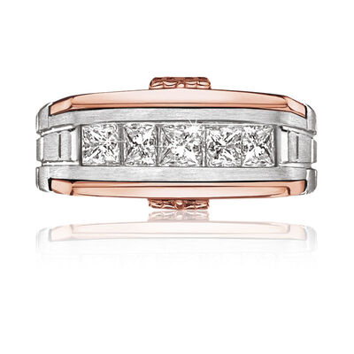 JK Crown® Men's 1ct. Diamond Ring in 10K White & Rose Gold
