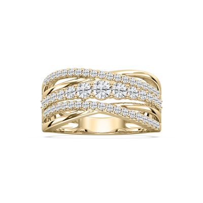 Lab Grown Diamond 1ctw. Crossover Ring in 10k Yellow Gold