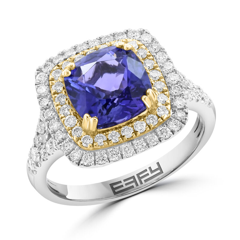 EFFY Cushion-Cut Tanzanite & Diamond Ring in 14k White Gold image number null