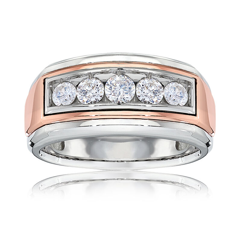IBGoodman Men&#39;s 1ct. Diamond Band in 14k White and Rose Gold image number null