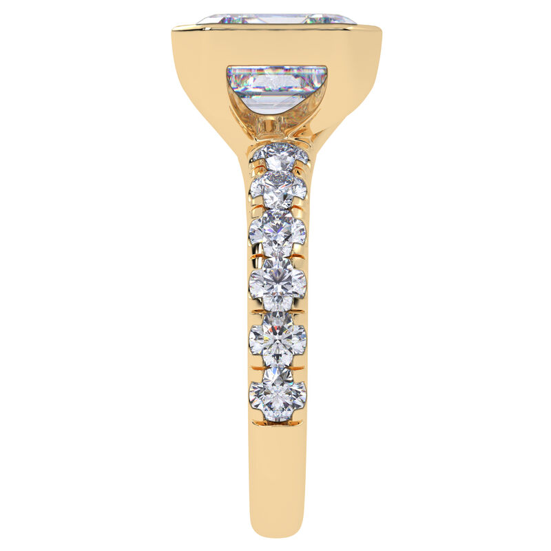 Chicago Asscher-Cut Lab Grown 5 3/4ctw. Diamond Half Bezel Brilliant-Cut Diamond Engagement Ring in 14k Yellow Gold image number null