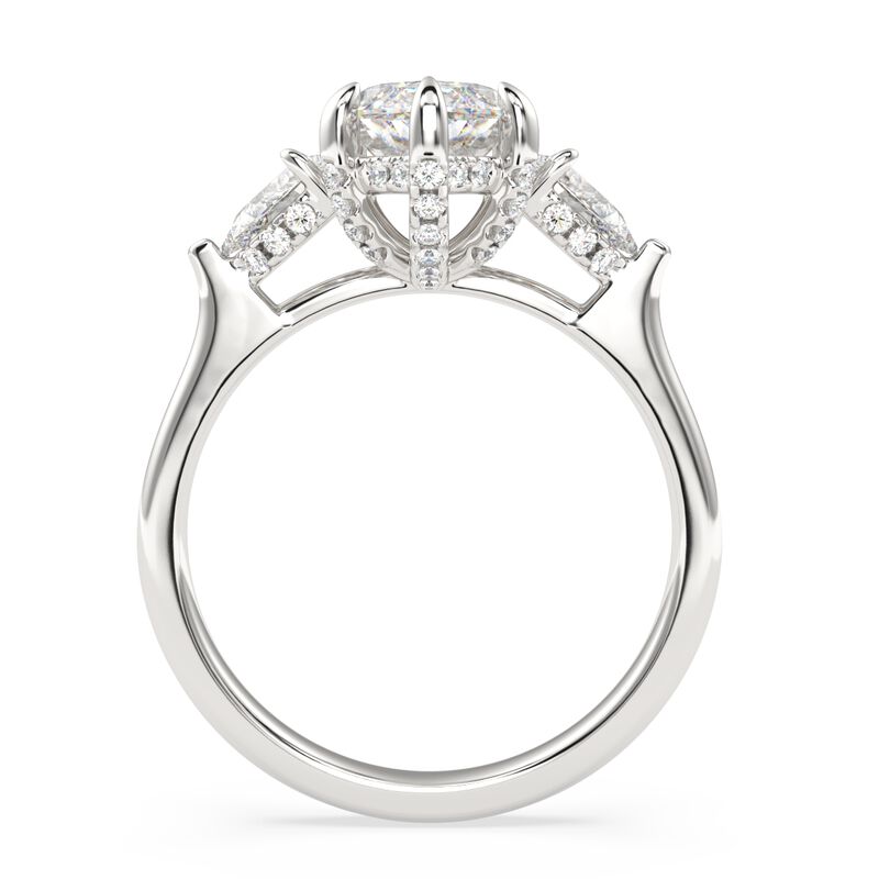 Marquise-Cut Lab Grown 2.80ctw. Diamond Three-Stone With Pear-Shaped Sides Hidden Halo Enagement Ring in 14k White Gold image number null