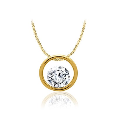 Brilliant-Cut Lab Grown 1ct. Diamond FG VS Floating Pendant in 10k Yellow Gold