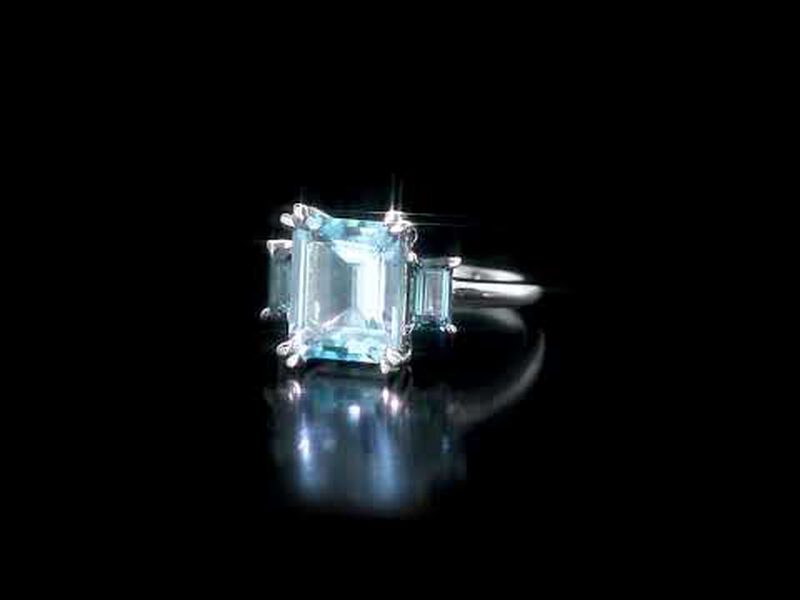 Sky Blue Topaz and London Blue Topaz Ring in 14k White Gold image number null