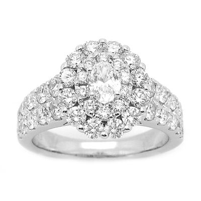 Tradition. Oval 2ctw. Diamond Double Halo Engagement Ring in 14k White Gold 