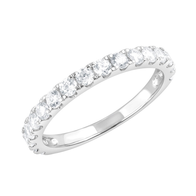 Oval Lab Grown Diamond 5ctw. Three Ring Bridal Set in 14k White Gold image number null