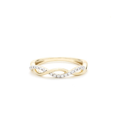 Brilliant-Cut .10ctw Diamond Twist Fashion Ring in 10k Yellow Gold