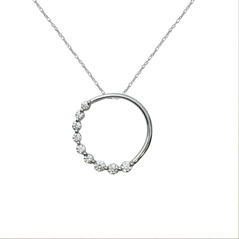 Journey Circle Diamond Pendant in 10k White Gold image number null