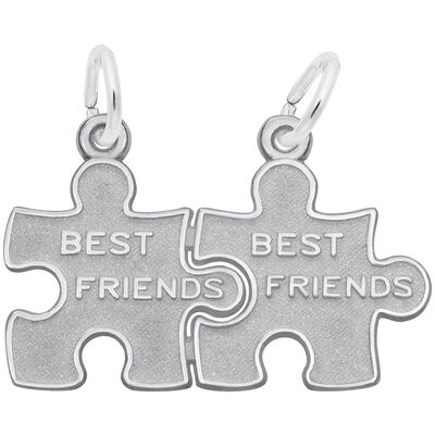 Best Friend Puzzle Charm in 14k White Gold