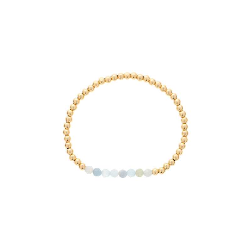 Aquamarine Birthstone Beaded Bracelet Gold Filled image number null