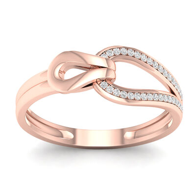 Diamond 1/10ctw. Love Knot Promise Ring in 10k Rose Gold 